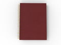 Red leather notebook - spiral binding - top down view Royalty Free Stock Photo