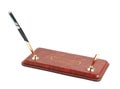 Red leather pen holder isolated Royalty Free Stock Photo