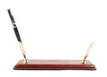 Red leather pen holder isolated Royalty Free Stock Photo