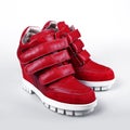 Red leather platform sneaker