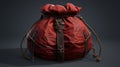 Red Leather Sack For 3d Printing With Brushwork Style And Hidden Details