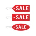 Red leather sale price tags set. Vector illustration. Royalty Free Stock Photo