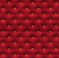 Red leather seamless pattern with gold buttons for background Royalty Free Stock Photo