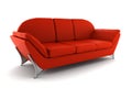 Red leather sofa isolated on white background Royalty Free Stock Photo