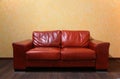 Red leather sofa in room Royalty Free Stock Photo