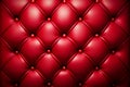 Red leather upholstery with buttons, texture background. Generative AI