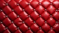 A red leather upholstery with silver buttons