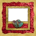 Red Leather Valentine Heart Photo Card Royalty Free Stock Photo