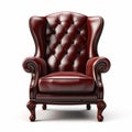 High Quality Red Leather Wing Chair Isolated On White Background Royalty Free Stock Photo