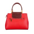 Red leather women bag with burgundy flap top Royalty Free Stock Photo