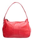 Red leather women bag isolated over white