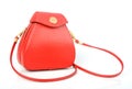 Red leather women bag on white background Royalty Free Stock Photo