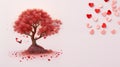 Red leaves, tiny hearts, symbolize beauty and love, AI Generated