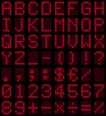 Red LED Display Font