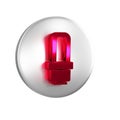 Red LED light bulb icon isolated on transparent background. Economical LED illuminated lightbulb. Save energy lamp