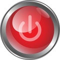Red power on glass button Royalty Free Stock Photo