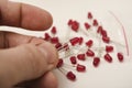 Red LEDs. The electronic component. Old LED elements