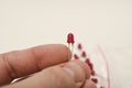 Red LEDs. The electronic component. Old LED elements