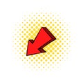 Red left down arrow icon, comics style Royalty Free Stock Photo