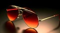 Red lens man or woman aviator style fashionable attractive elegance sun glasses studio shot dark indoor background