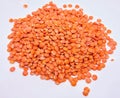 Red lentil in white background rich in protein