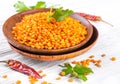 Red lentils pepper and parsley Royalty Free Stock Photo