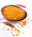 Red lentils pepper and parsley Royalty Free Stock Photo