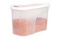 Red lentils in a plastic container Royalty Free Stock Photo