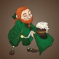 Red leprechaun with beer.