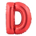 Red letter D made of inflatable balloon
