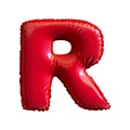 Red letter R made of inflatable balloon isolated on white background