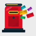 Red letterbox vector illustration in flat style