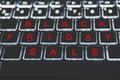 Red letters on a black keyboard. The season of sales. Online shopping online. Close-up view on conceptual keyboard - Black Friday Royalty Free Stock Photo