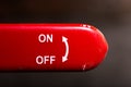 the red lever on off switch dark background Royalty Free Stock Photo
