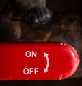 the red lever on off switch dark background