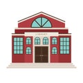 Red library cartoon building icon