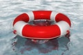 Red life buoy in the water Royalty Free Stock Photo