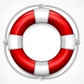 Red life buoy on white