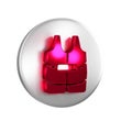 Red Life jacket icon isolated on transparent background. Life vest icon. Extreme sport. Sport equipment. Silver circle Royalty Free Stock Photo