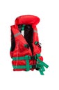 Red life jacket isolated on white background