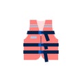 Red life jacket, vest for rescue and safety people in water a vector illustration Royalty Free Stock Photo