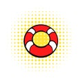 Red lifebuoy icon, comics style