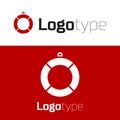 Red Lifebuoy icon isolated on white background. Lifebelt symbol. Logo design template element. Vector Royalty Free Stock Photo