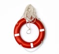 Red lifebuoy isolated over white background Royalty Free Stock Photo