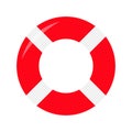 Red lifebuoy ring icon. Life buoy round circle for safety at sea ocean water. Flat deisgn. White background. Isolated. Royalty Free Stock Photo