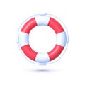 Red lifebuoy on white background. Realistic red and white lifebuoy whith a rope. Life guard sea icon. Safety preserver Royalty Free Stock Photo
