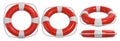 Red lifebuoy with a white rope. 3D rendered image set. Royalty Free Stock Photo