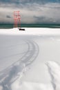 Beach covered with snow Royalty Free Stock Photo