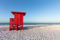 Red Lifeguard Tower on an Early Morning Beach Royalty Free Stock Photo