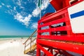 Red lifeguard tower in Siesta Key Royalty Free Stock Photo